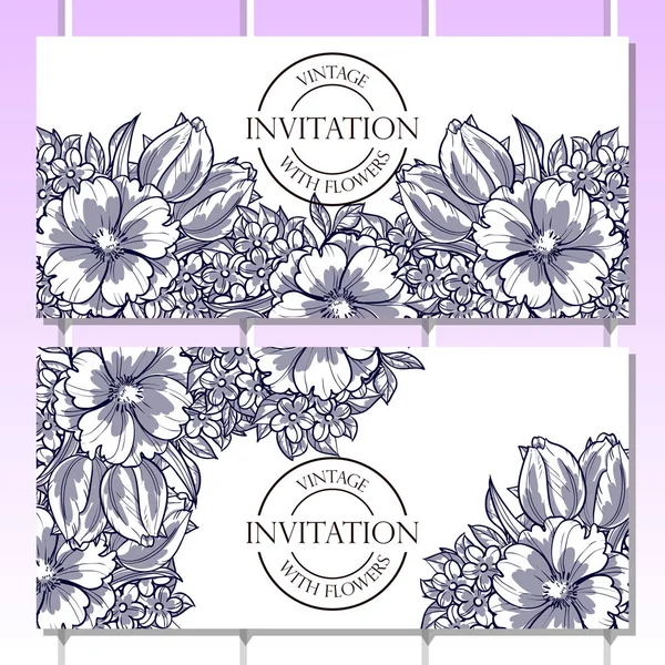 Invitación con hermosas flores — Vector de stock