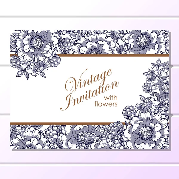 Invitation avec de belles fleurs — Image vectorielle