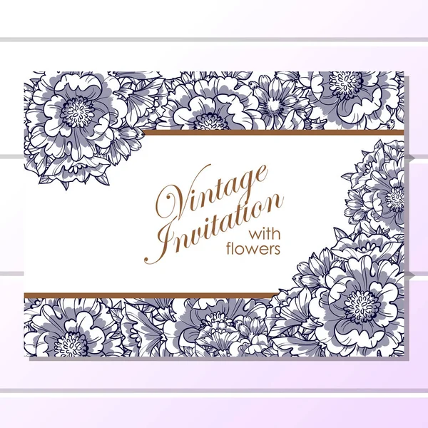 Invitación con hermosas flores — Vector de stock