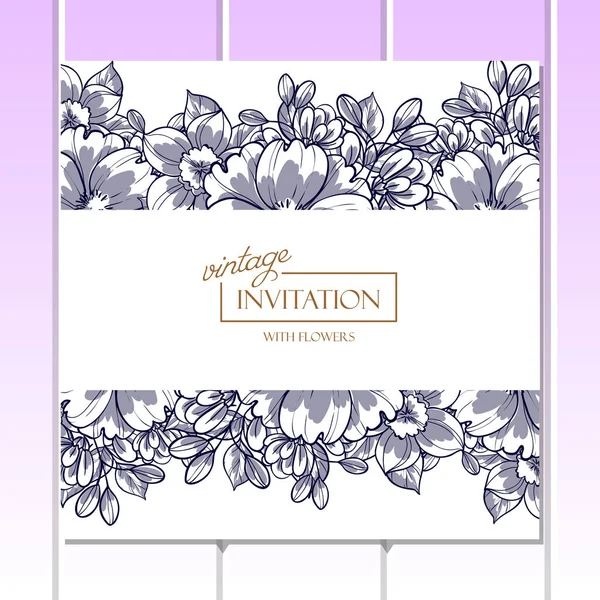 Invitación con hermosas flores — Vector de stock