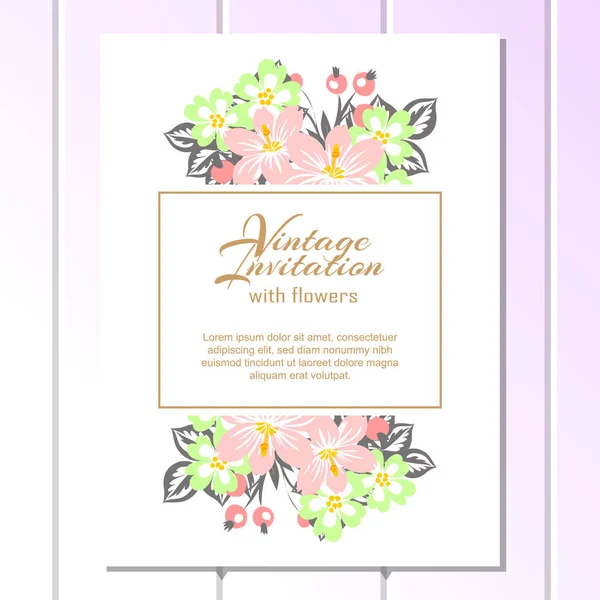 Einladung mit schönen Blumen — Stockvektor