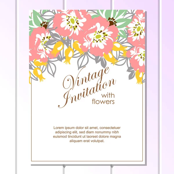 Invitación con hermosas flores — Vector de stock