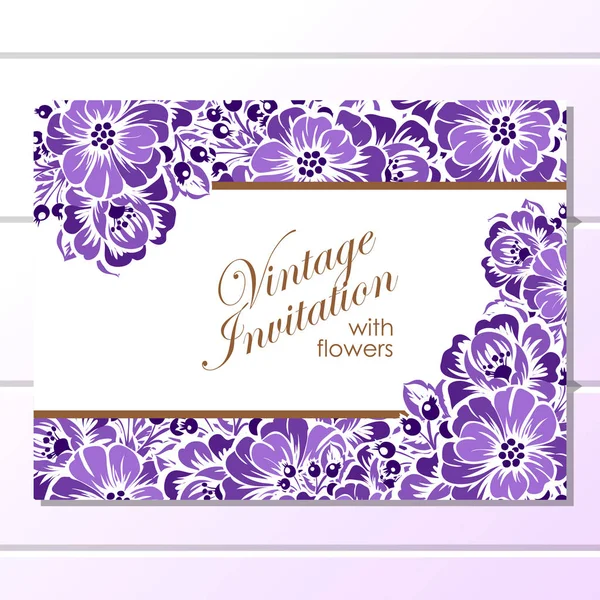 Invitación con hermosas flores — Vector de stock