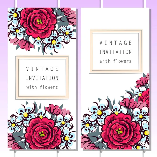 Invitación con hermosas flores — Vector de stock