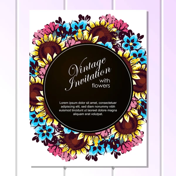 Invitation avec de belles fleurs — Image vectorielle