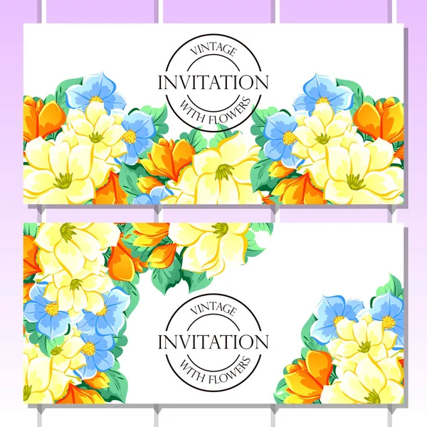 Invitación con hermosas flores — Vector de stock