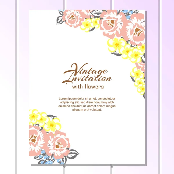 Invitación con hermosas flores — Vector de stock