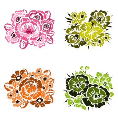 Dizi güzel renkli çiçekler