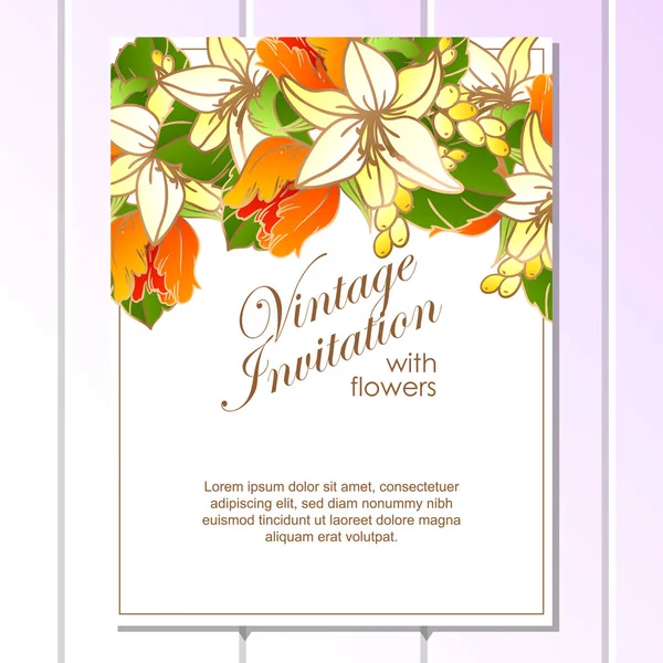 Vintage floral invitation card — Stock Vector