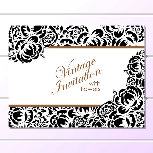 CARTE D'INVITATION FLORALE VINTAGE — Image vectorielle