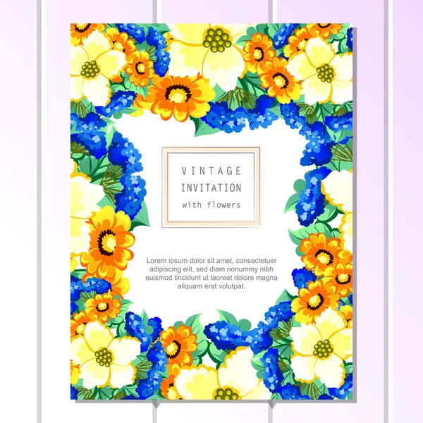 Vintage floral invitation card — Stock Vector