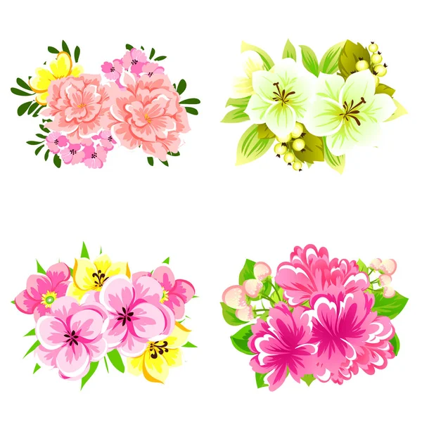 Set of beautiful colorful flowers — Stock Vector