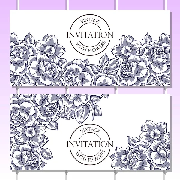 Conjunto de cartões convites florais vintage — Vetor de Stock