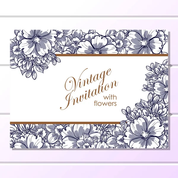 CARTE D'INVITATION FLORALE VINTAGE — Image vectorielle