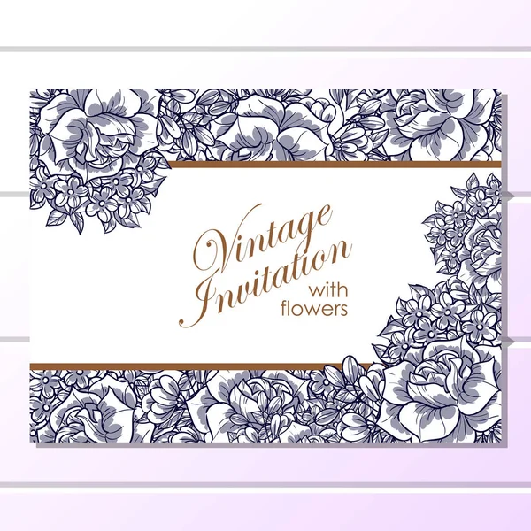 CARTE D'INVITATION FLORALE VINTAGE — Image vectorielle