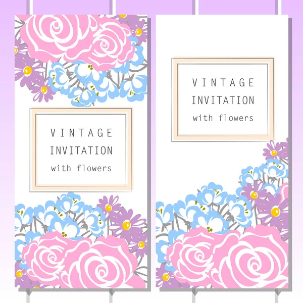 Vintage virágos invitational kártyákat — Stock Vector