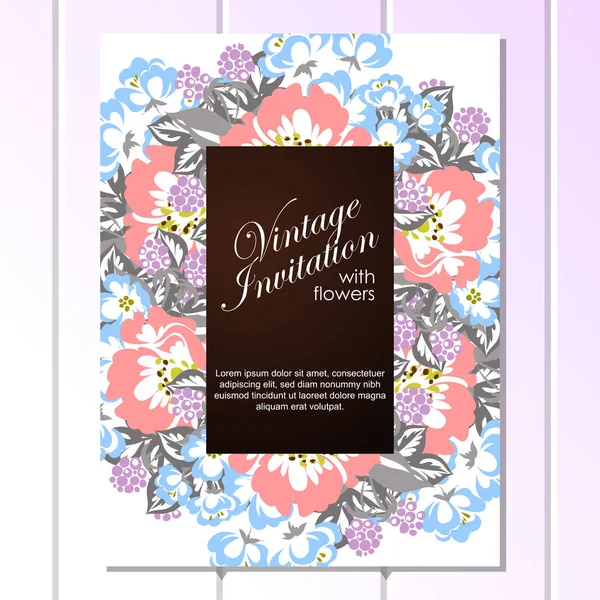 CARTE D'INVITATION FLORALE VINTAGE — Image vectorielle