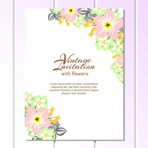 Vintage floral invitation card — Stock Vector