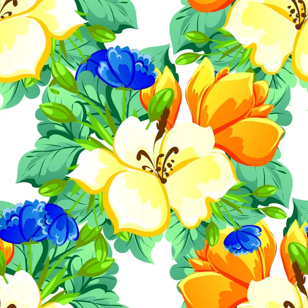 완벽 한 아름 다운 꽃 패턴 — 스톡 벡터