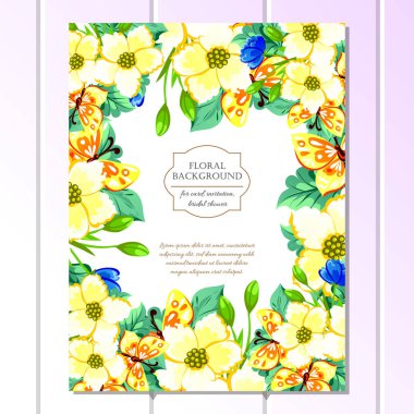 Çiçekli davetiye kartı