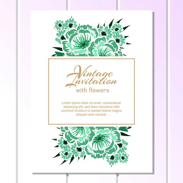 Tarjeta de invitación floral Vintage — Archivo Imágenes Vectoriales