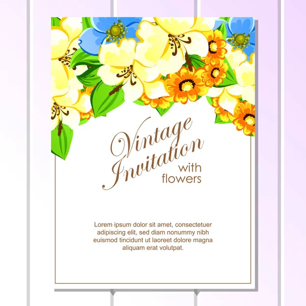 Tarjeta de invitación floral Vintage — Vector de stock