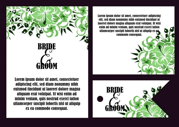 Cartes d'invitation de mariage floral vintage — Image vectorielle