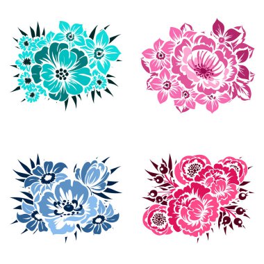 Dizi güzel renkli çiçekler