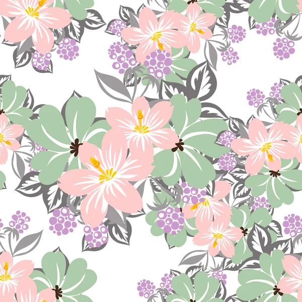 Patrón floral hermoso sin costuras — Vector de stock