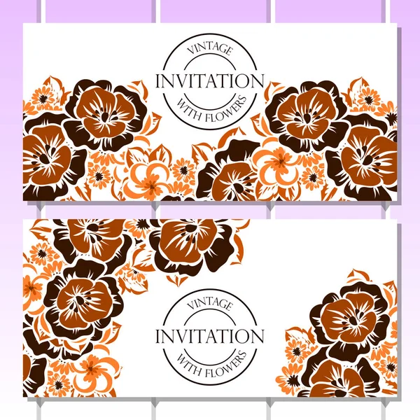 CARTE D'INVITATION FLORALE VINTAGE — Image vectorielle