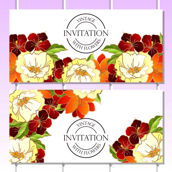 Vintage floral uitnodigingskaart — Stockvector