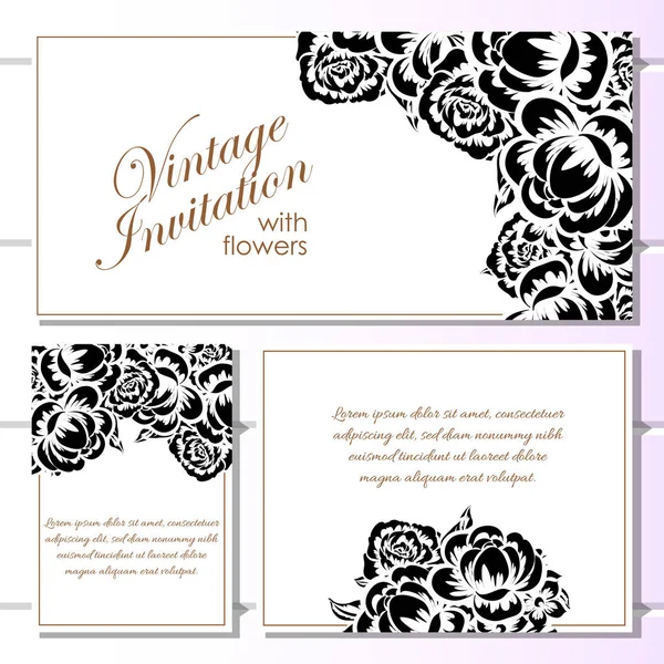 Tarjeta de invitación floral Vintage — Vector de stock