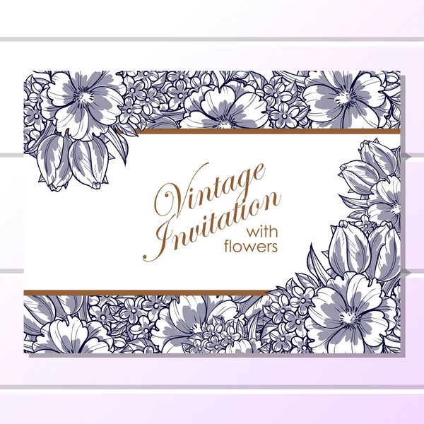 Tarjeta de invitación floral Vintage — Vector de stock