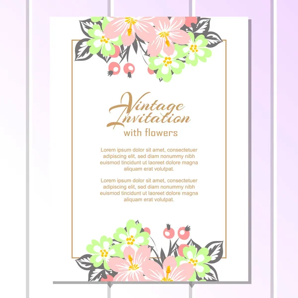 CARTE D'INVITATION FLORALE VINTAGE — Image vectorielle