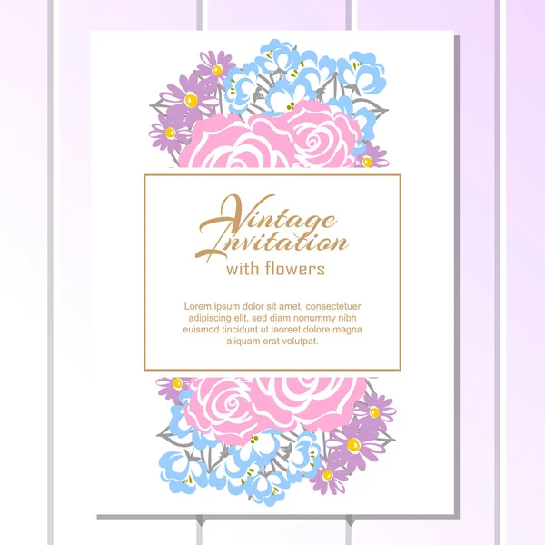 Tarjeta de invitación floral Vintage — Vector de stock