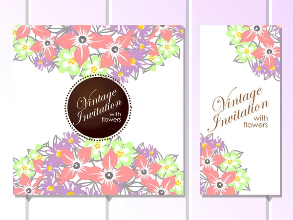 Tarjeta de invitación floral Vintage — Vector de stock