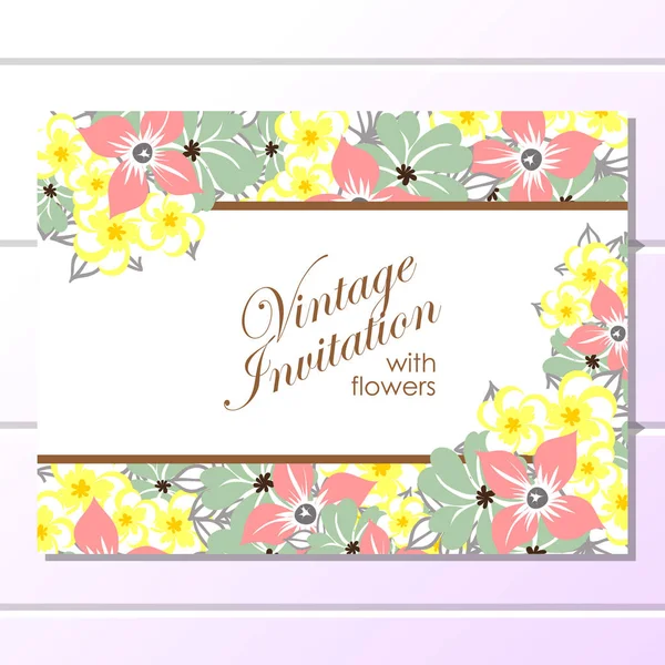 Vintage floral invitation card — Stock Vector