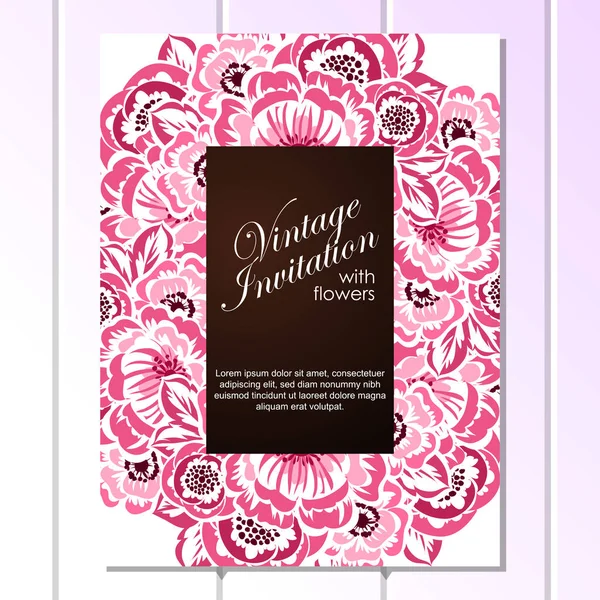 Tarjeta de invitación floral Vintage — Archivo Imágenes Vectoriales