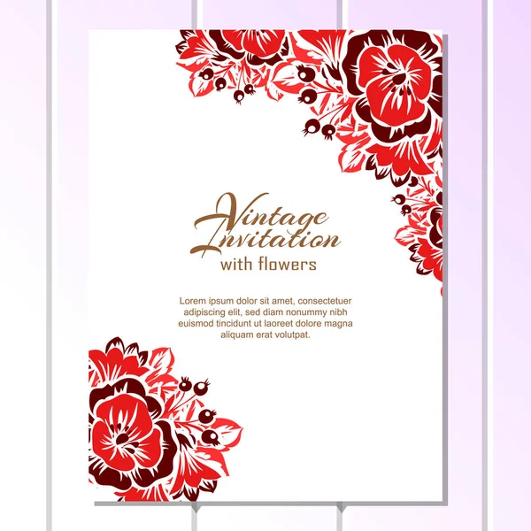 Vintage floral invitation card — Stock Vector