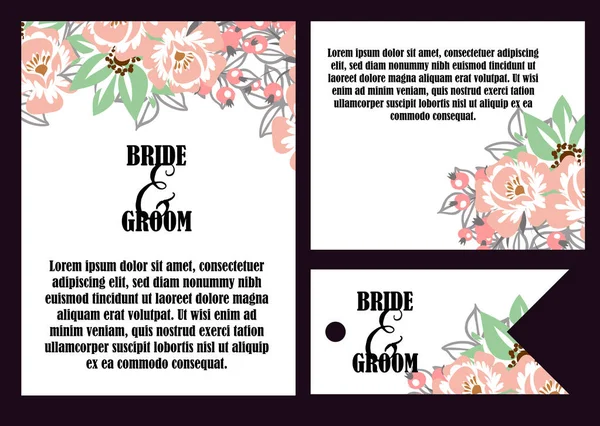 Vintage blomster bryllup invitation kort – Stock-vektor