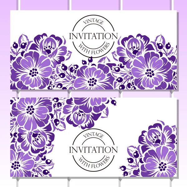 Vintage floral invitation card — Stock Vector