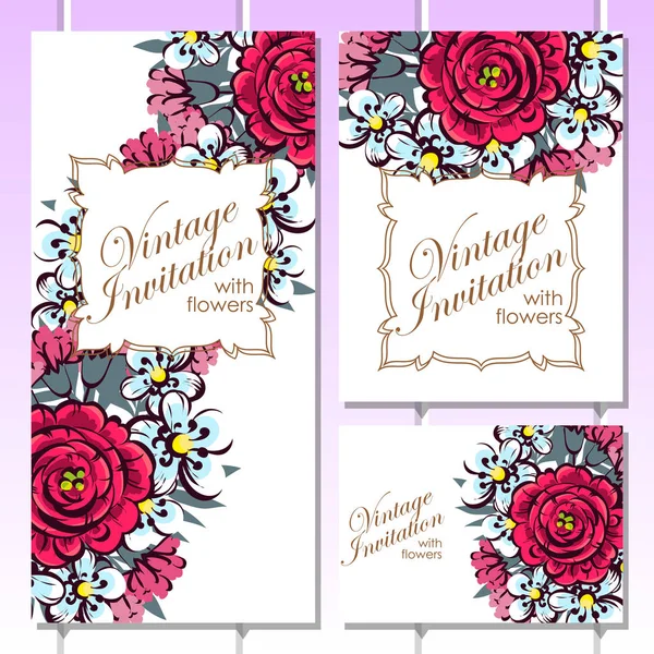 Tarjeta de invitación floral Vintage — Archivo Imágenes Vectoriales