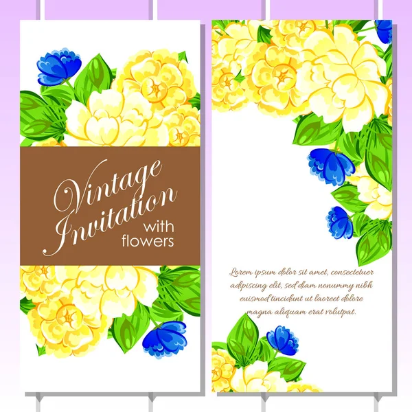 CARTE D'INVITATION FLORALE VINTAGE — Image vectorielle