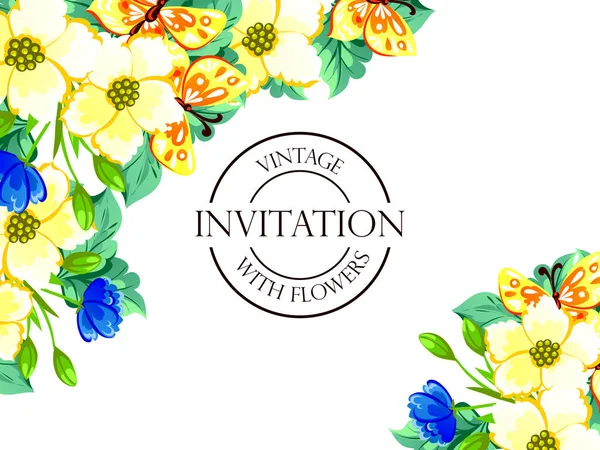 Tarjeta de invitación floral Vintage — Archivo Imágenes Vectoriales