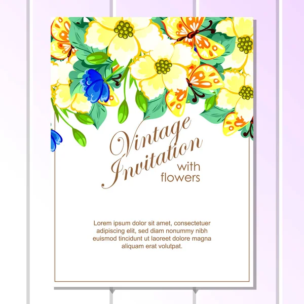 Vintage floral invitation card — Stock Vector