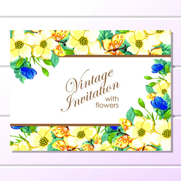 Vintage floral invitation card — Stock Vector