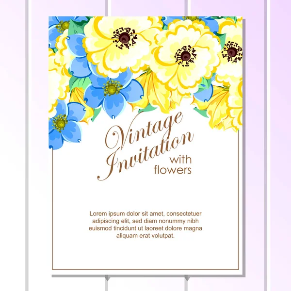 Vintage floral invitation card — Stock Vector