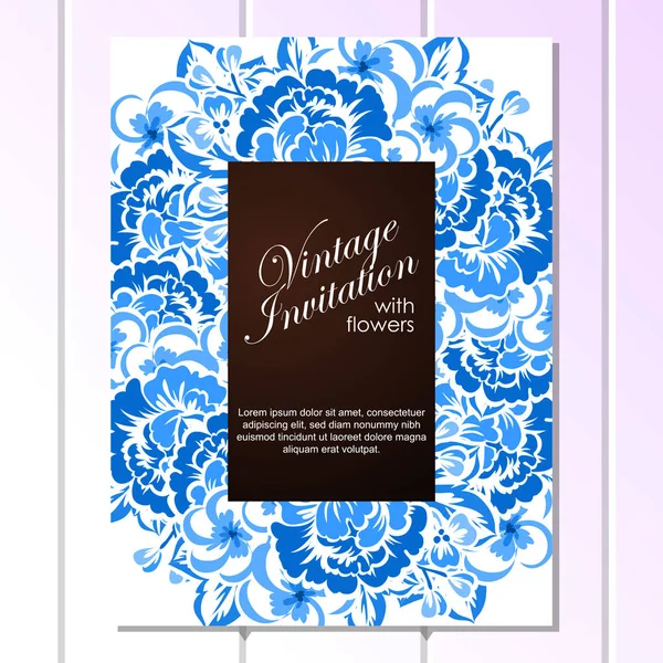 Tarjeta de invitación floral Vintage — Vector de stock