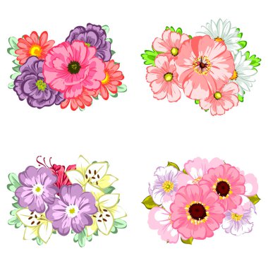 Çiçek buketleri seti