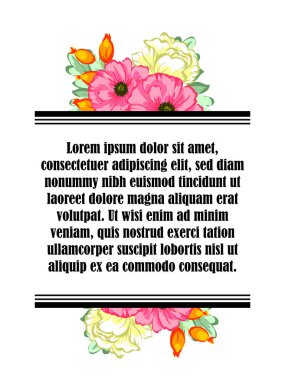 Çiçekli davetiye kartı